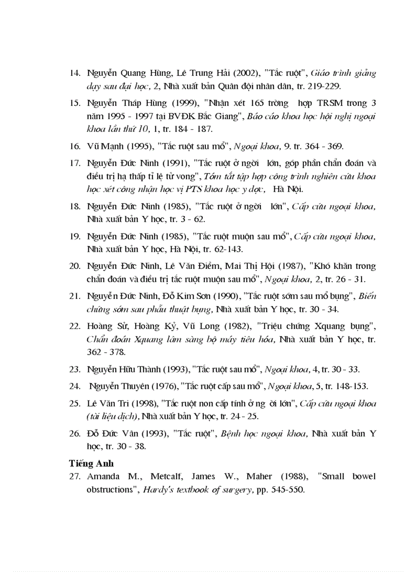 image for page Nghiên cứu kết quả sớm điều trị tắc ruột sau mổ tại bệnh viện Việt Đức từ tháng 1 2000 đến 12 2002 1