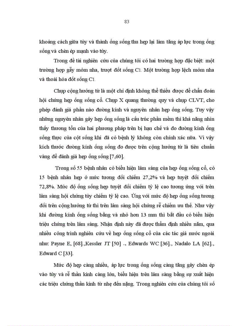 image for page Nghiên cứu các đặc điểm lâm sàng và hình ảnh chụp cộng hưởng từ của bệnh nhân hẹp ống sống cổ tại Khoa Thần kinh Bệnh viện Bạch Mai