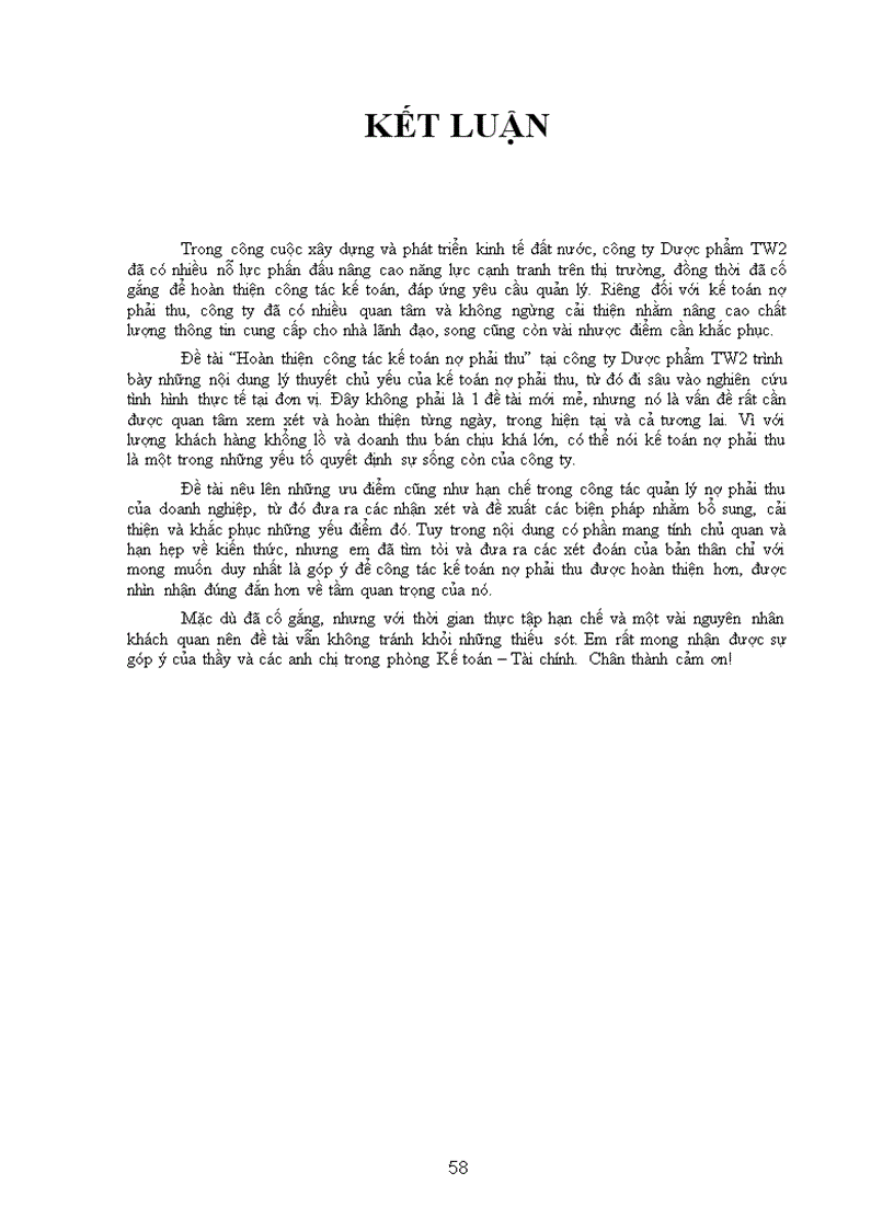 image for page Hoàn thiện công tác kế toán nợ phải thu tại công ty dược phẩm TW2 nhằm tìm ra các giải pháp thích hợp để giúp công ty nâng cao chất lượng kiểm soát và theo dõi khoản nợ phải thu