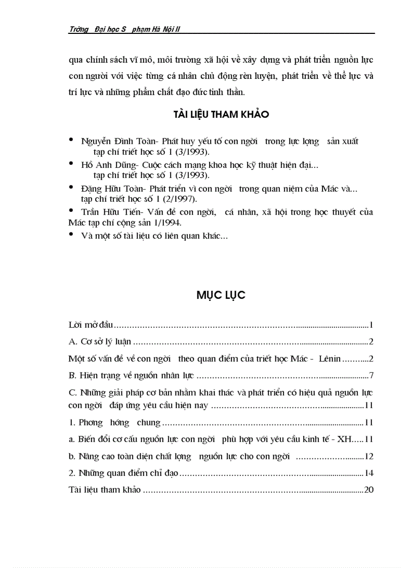 image for page Quan điểm triết học Mác Lênin về con người và vận dụng quan điểm này vào việc xây dựng con người Việt Nam hiện nay