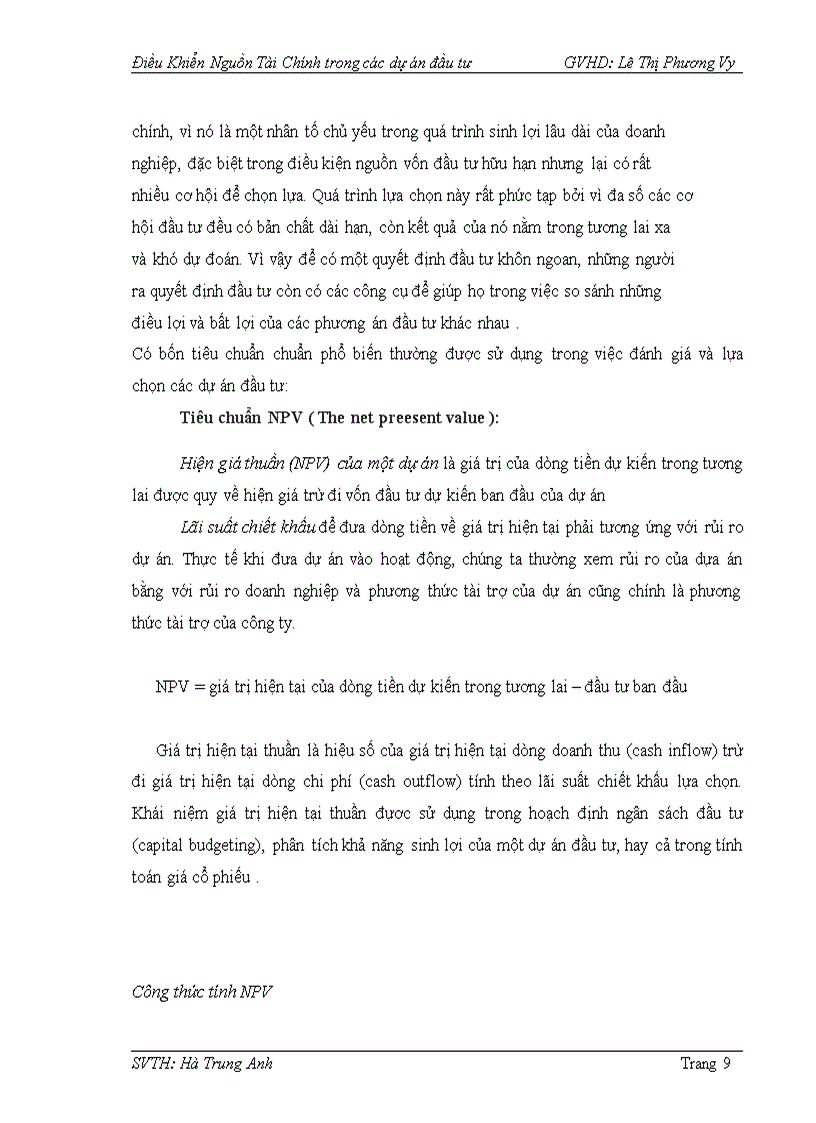 image for page Điều khiển nguồn tài chính trong các dự án đầu tư