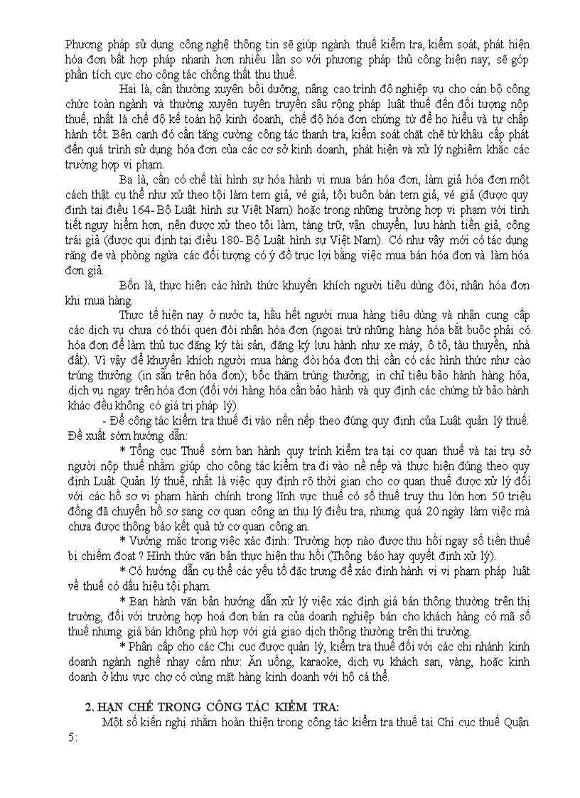 image for page Công tác kiểm tra thuế giá trị gia tăng và thuế thu nhập doanh nghiệp đối với doanh nghiệp ngoài quốc doanh trên địa bàn quận 5 tphcm