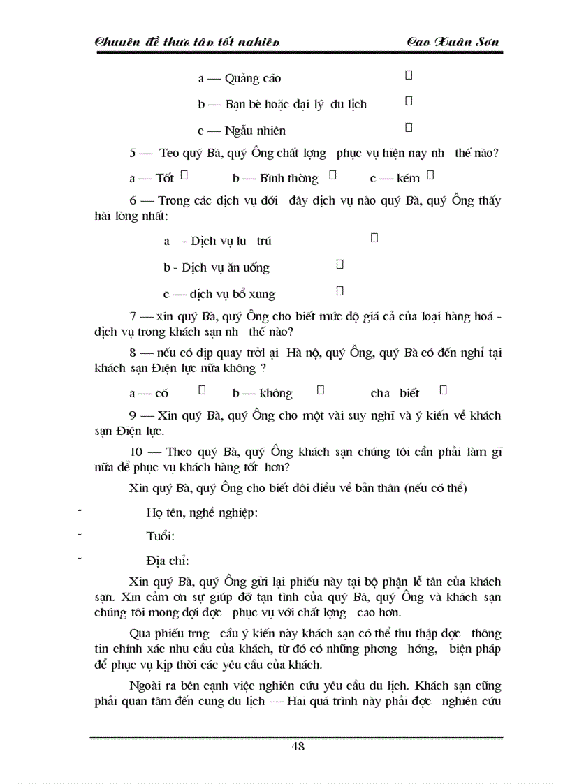 image for page Khách hàng và các biện pháp thu hút khách hàng ở khách sạn Điện Lự