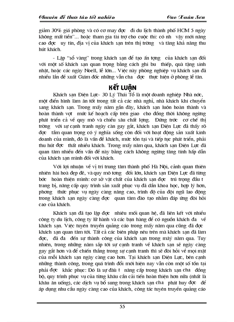 image for page Khách hàng và các biện pháp thu hút khách hàng ở khách sạn Điện Lự