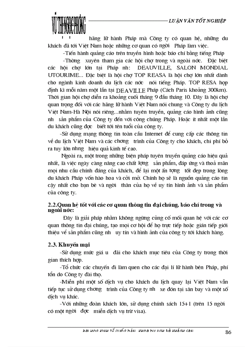 image for page Các giải pháp nhằm duy trì và mở rộng thị trường khách du lịch là người Pháp