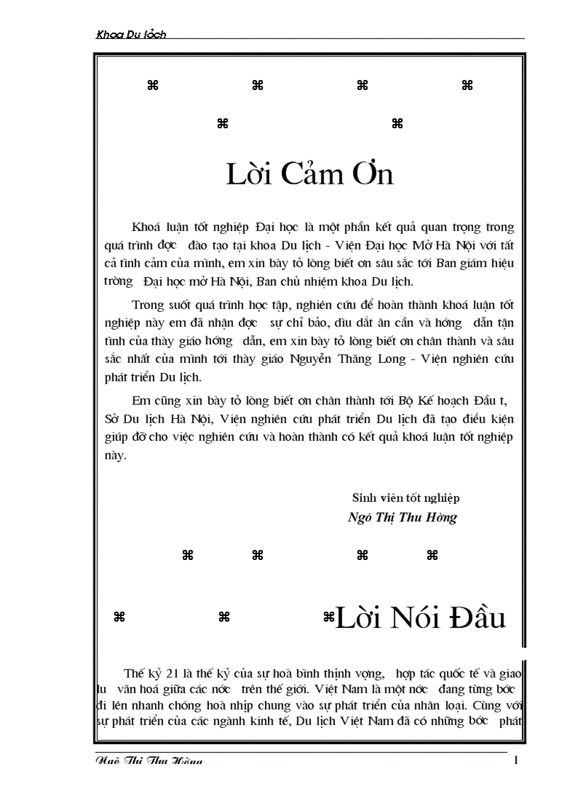 Một số giải pháp để tăng cường khả năng thu hút vốn Đầu tư nước ngoài góp phần phát triển Du lịch Hà Nội 1