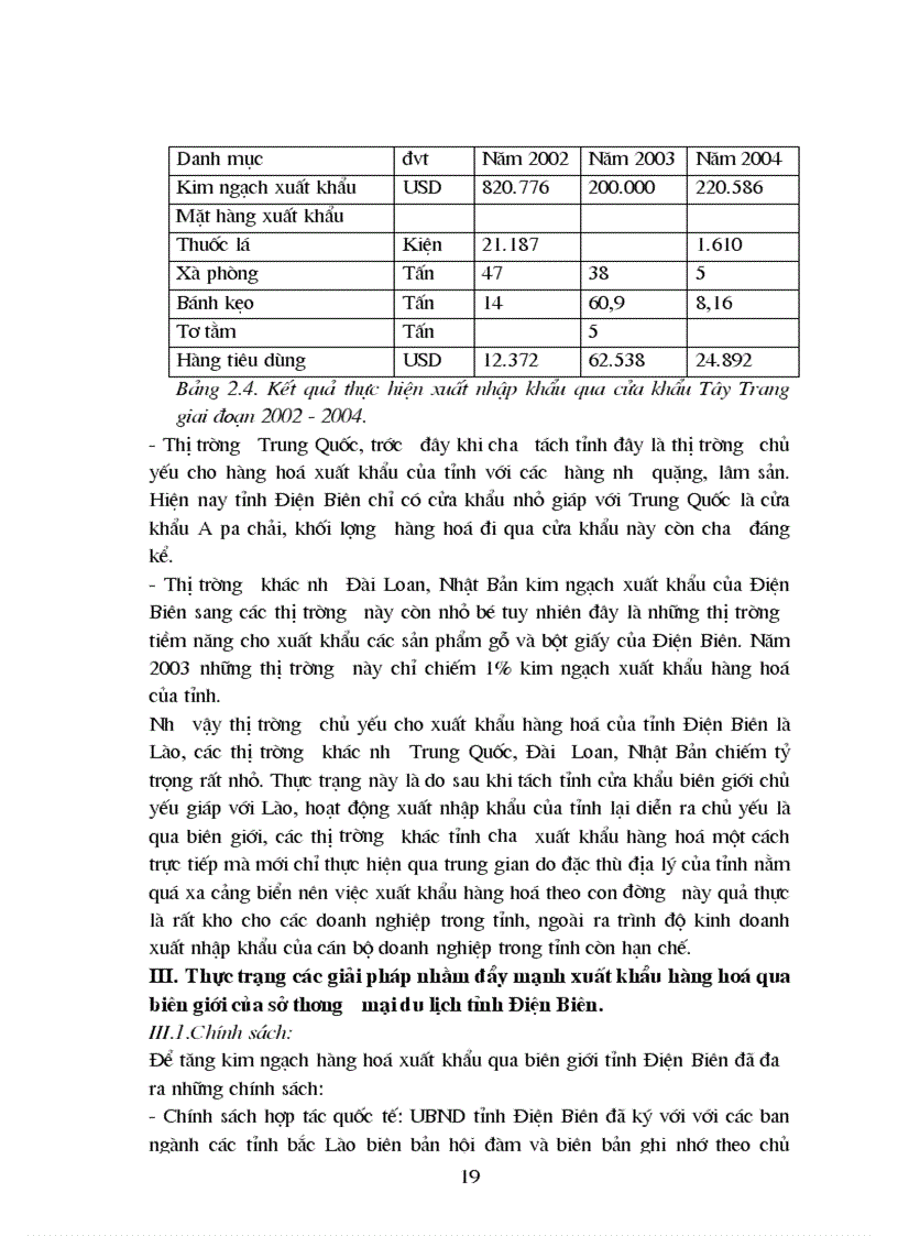 image for page Thực trạng các giải pháp đẩy mạnh hoạt động xuất khẩu qua biên giới của Sở thương mại du lịch ĐB