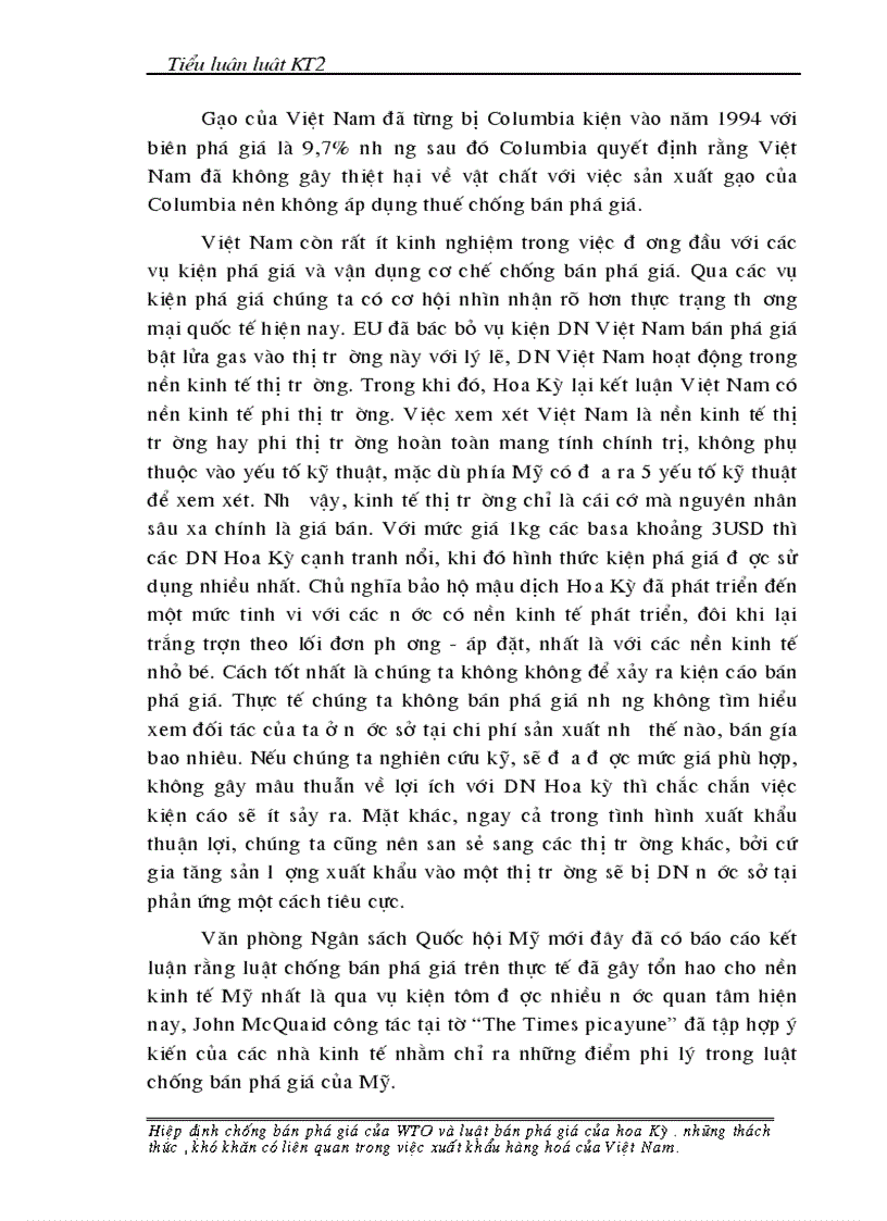 image for page Hiệp định chống bán phá giá của WTO và Luật chống bán phá giá của Hoa kỳ Những thách thức khó khăn có liên quan trong việc xuất khẩu hàng hoá của Việt Nam 1