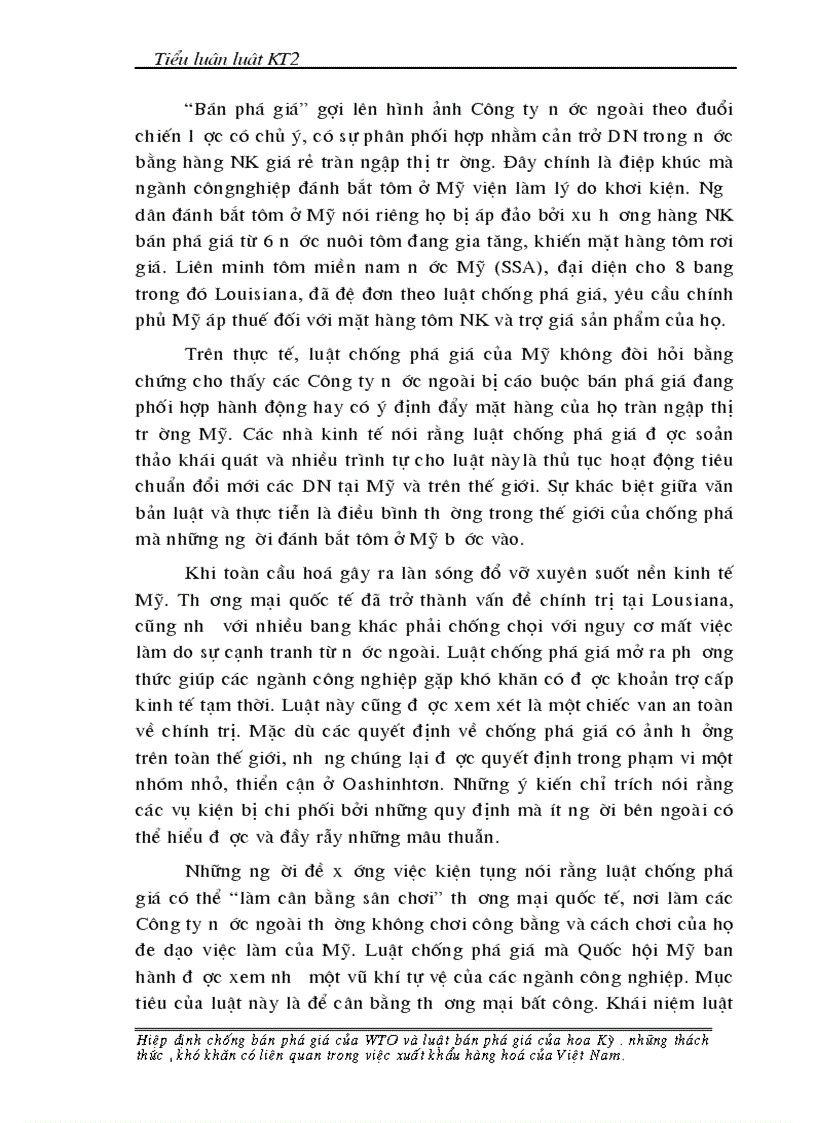 image for page Hiệp định chống bán phá giá của WTO và Luật chống bán phá giá của Hoa kỳ Những thách thức khó khăn có liên quan trong việc xuất khẩu hàng hoá của Việt Nam 1
