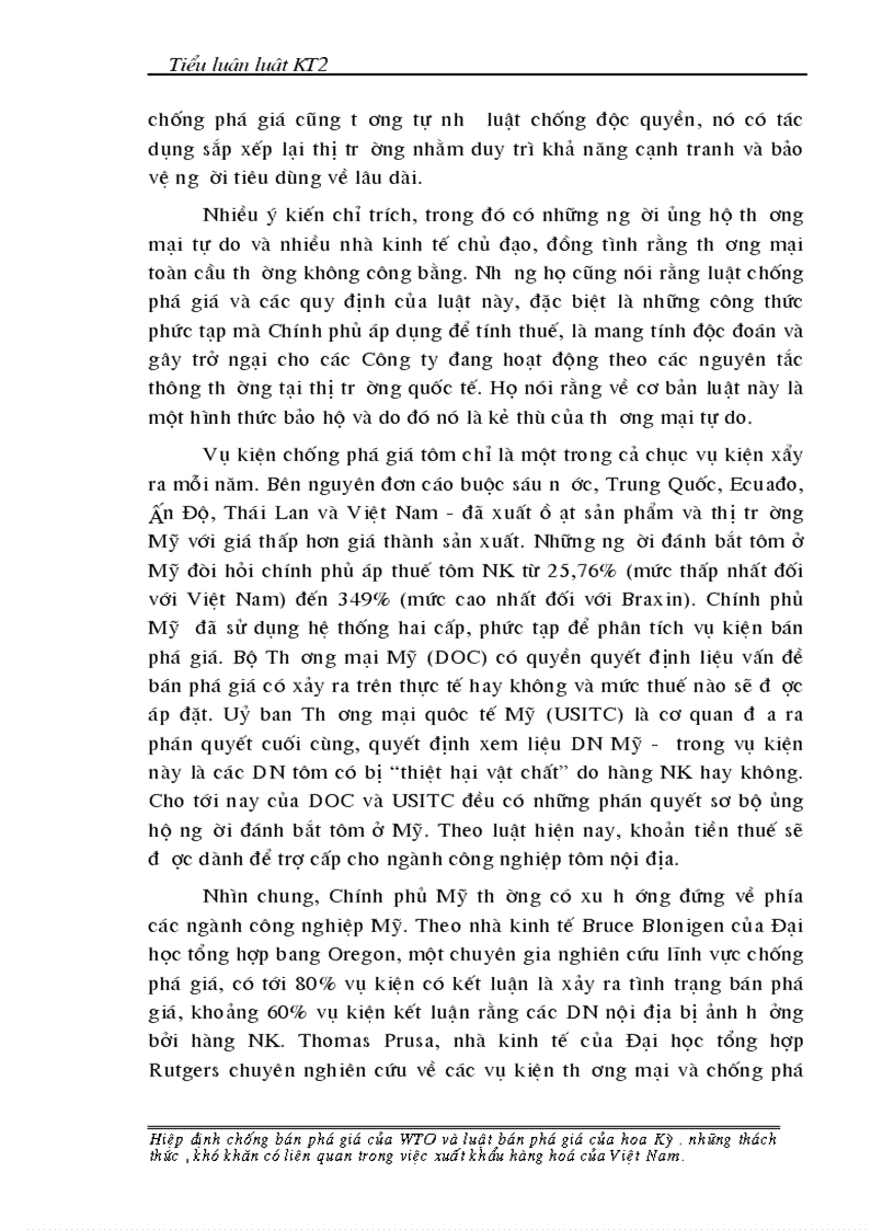 image for page Hiệp định chống bán phá giá của WTO và Luật chống bán phá giá của Hoa kỳ Những thách thức khó khăn có liên quan trong việc xuất khẩu hàng hoá của Việt Nam 1
