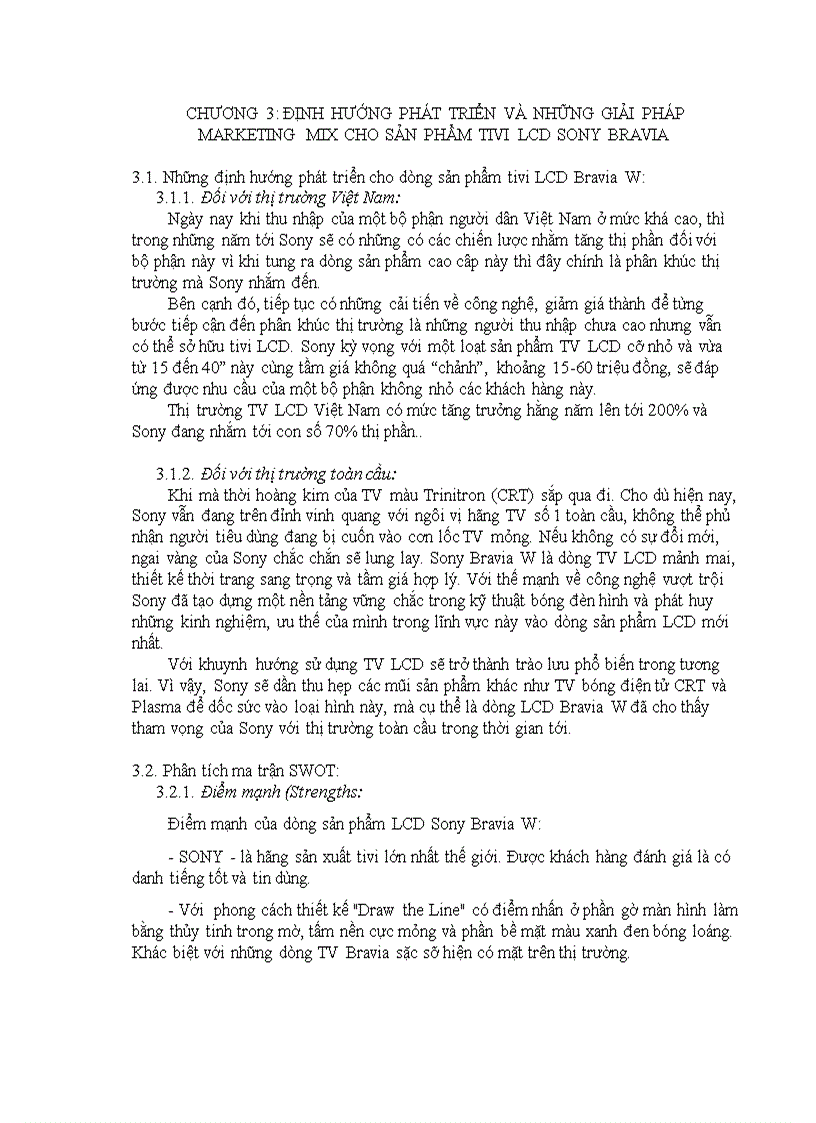 image for page Chiến lược marketing mix cho tivi sony lcd bravia dòng w