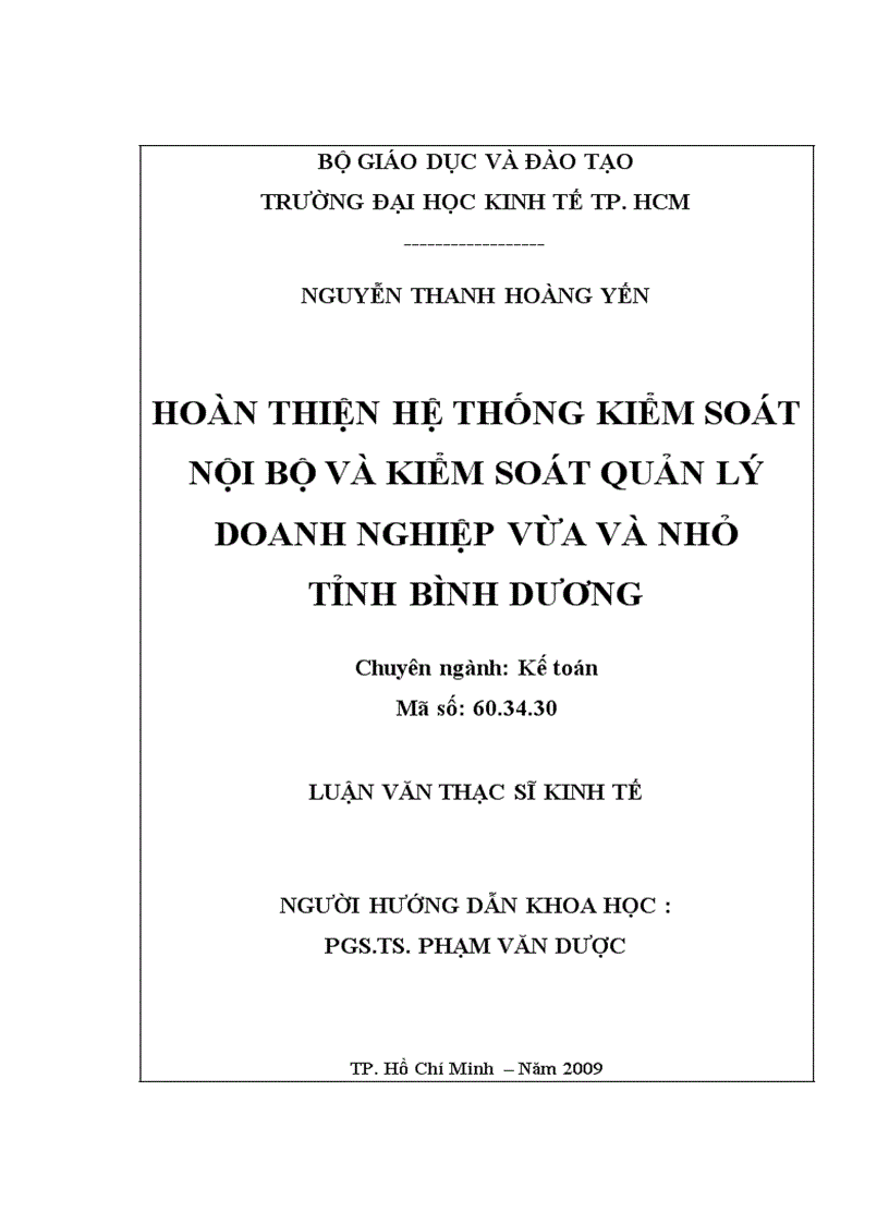 image for page Hoàn thiện hệ thống kiểm soát nội bộ và kiểm soát quản lý doanh nghiệp vừa và nhỏ tỉnh Bình Dương