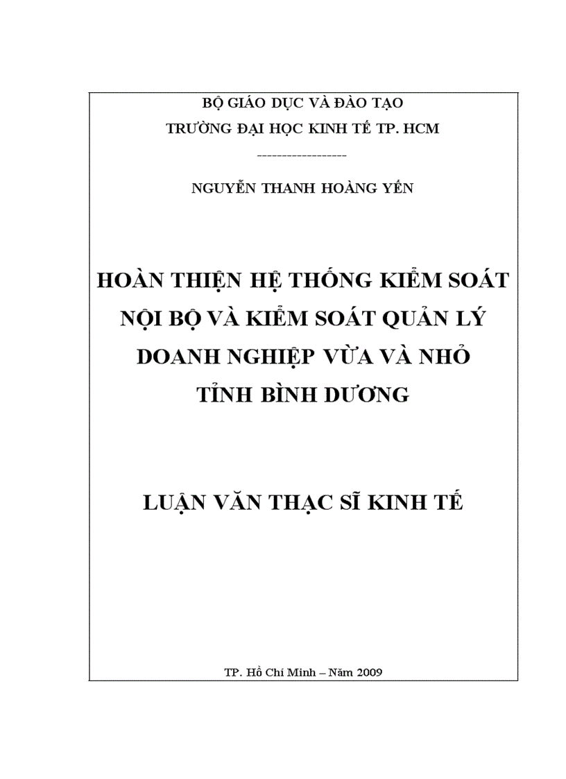 image for page Hoàn thiện hệ thống kiểm soát nội bộ và kiểm soát quản lý doanh nghiệp vừa và nhỏ tỉnh Bình Dương