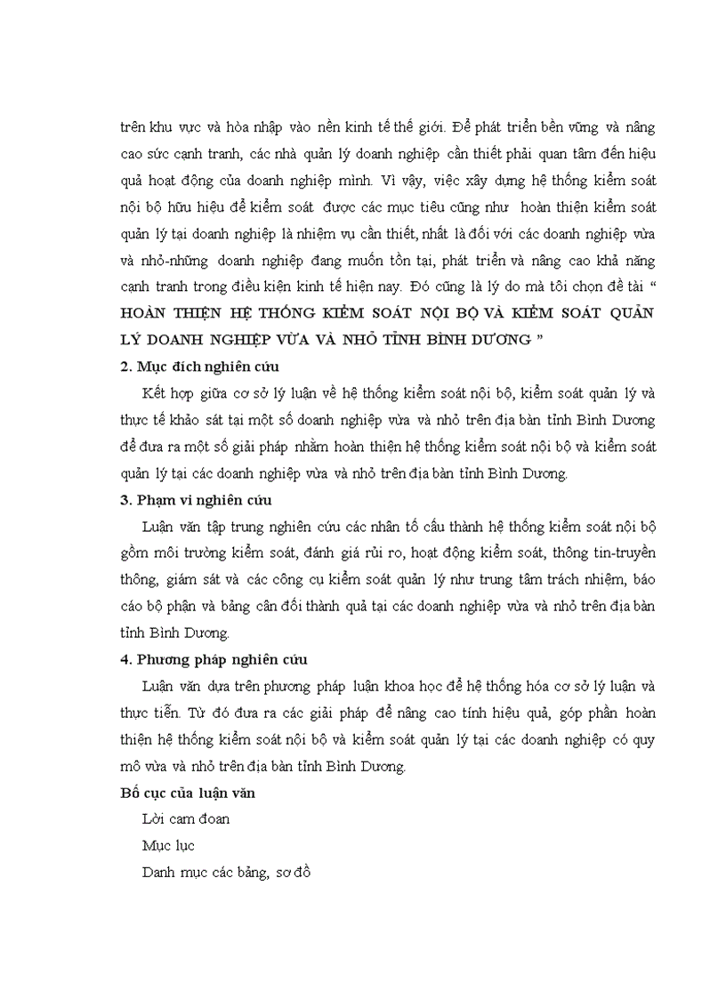 image for page Hoàn thiện hệ thống kiểm soát nội bộ và kiểm soát quản lý doanh nghiệp vừa và nhỏ tỉnh Bình Dương