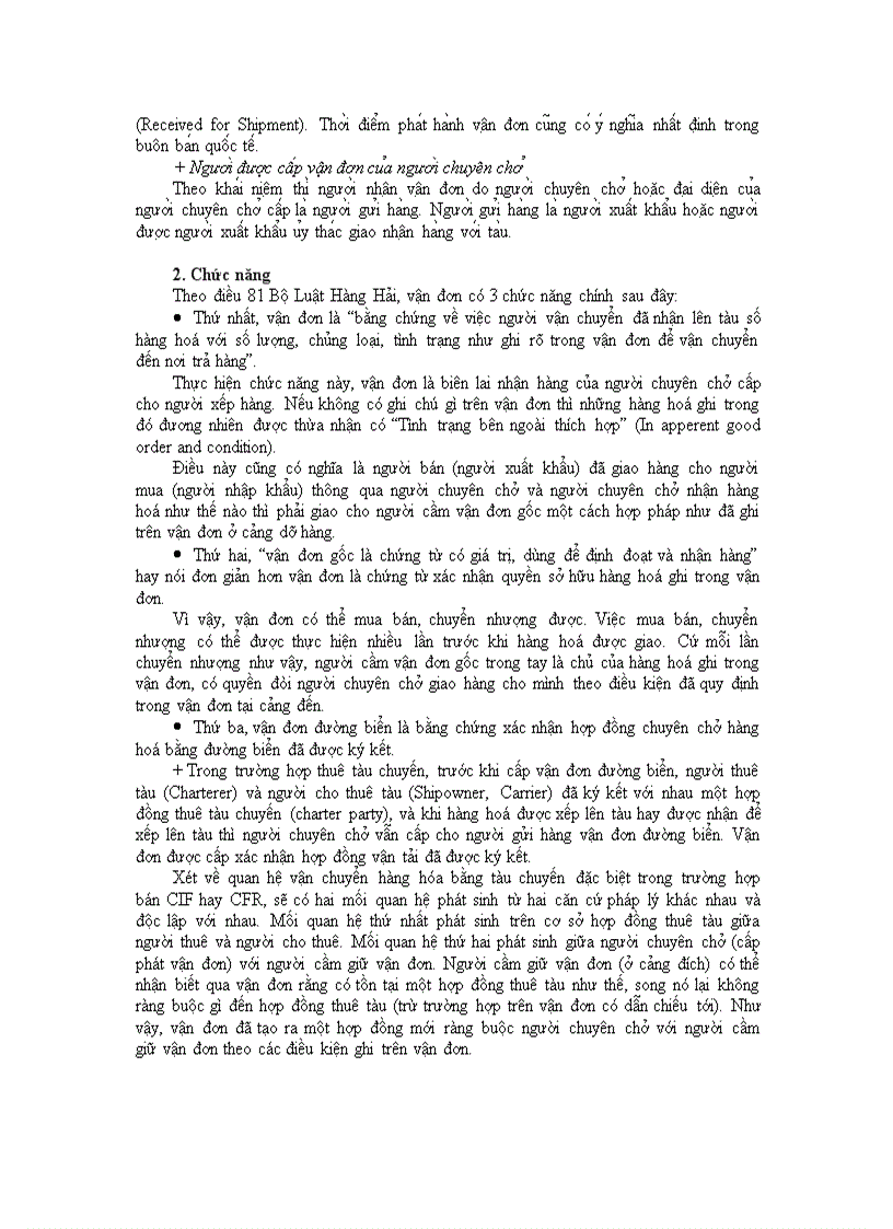 Bill of lading vận đơn đường biển 1