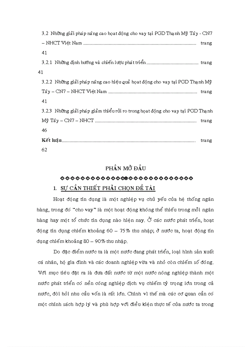 image for page Giải pháp phát triển cho vay và giảm thiểu rủi ro tại PGD Thạnh Mỹ Tây Ngân hàng Công Thương