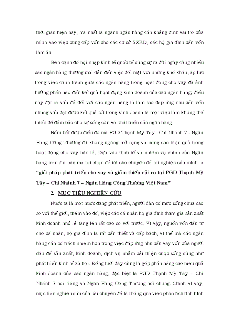 image for page Giải pháp phát triển cho vay và giảm thiểu rủi ro tại PGD Thạnh Mỹ Tây Ngân hàng Công Thương