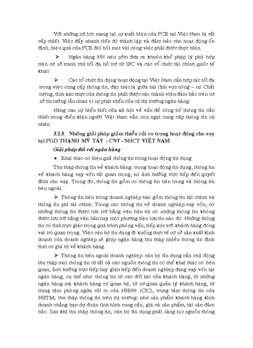 image for page Giải pháp phát triển cho vay và giảm thiểu rủi ro tại PGD Thạnh Mỹ Tây Ngân hàng Công Thương