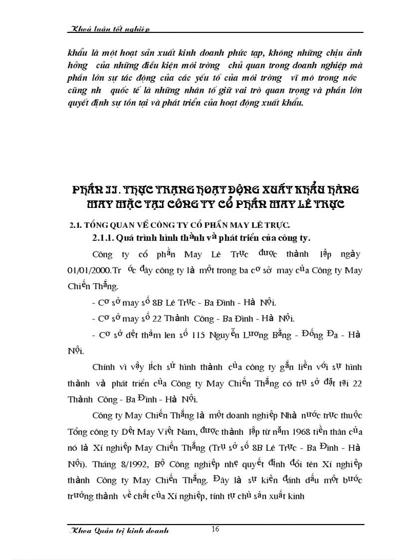 image for page Một số giải pháp nhằm thúc đẩy hoạt động xuất khẩu hàng may mặc tại Công ty cổ phần May Lê Trực 1