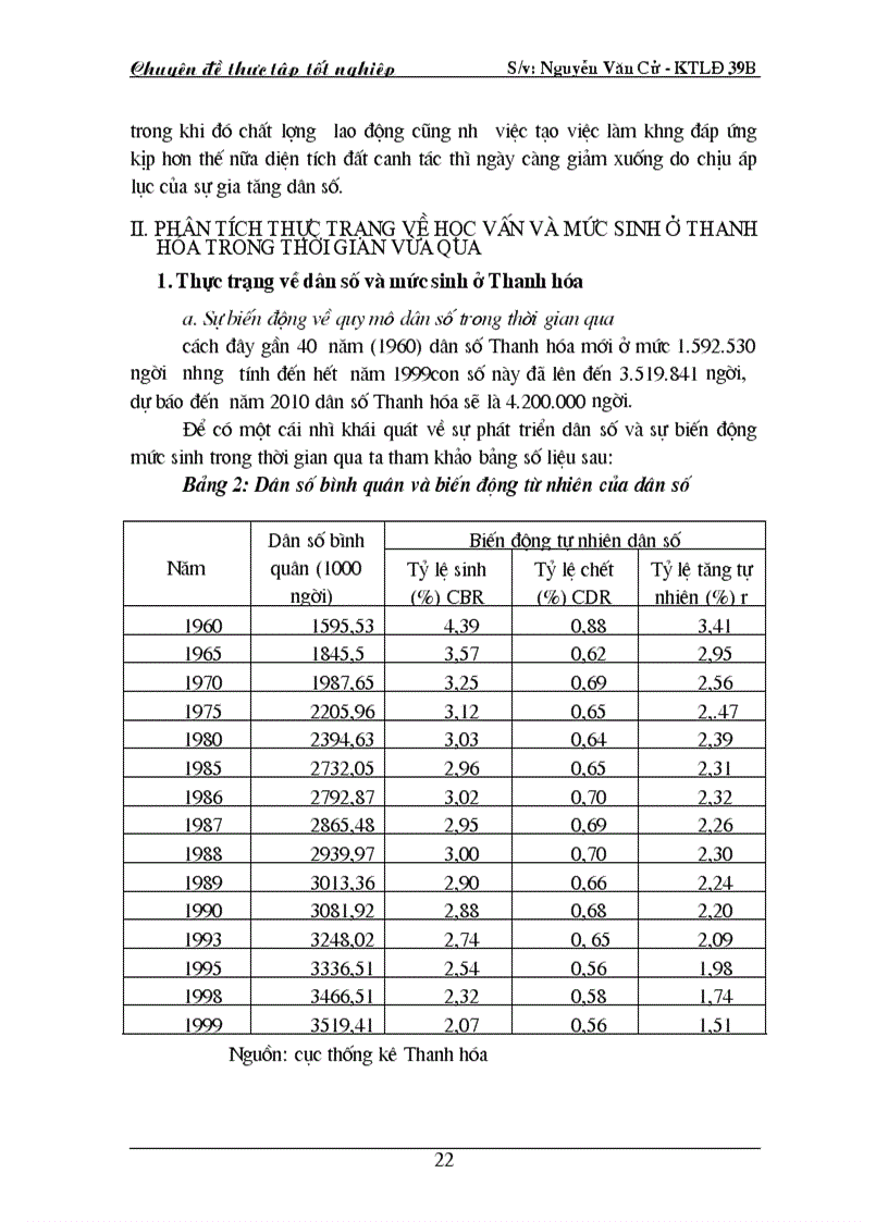 image for page Đánh giá về thực trang học vấn và mức sinh của tỉnh Thanh Hoá