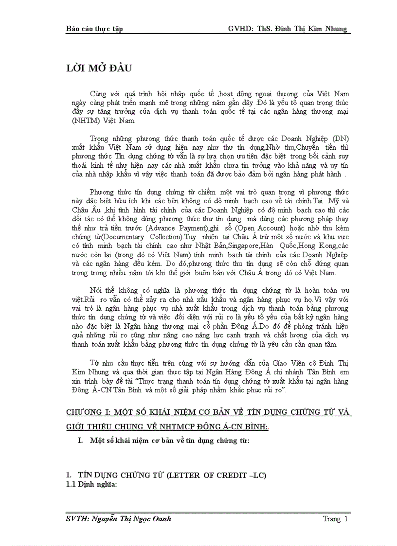 image for page Thực trạng thanh toán tín dụng chứng từ xuất khẩu tại ngân hàng Đông Á CN Tân Bình và một số giải pháp nhằm khắc phục rủi ro