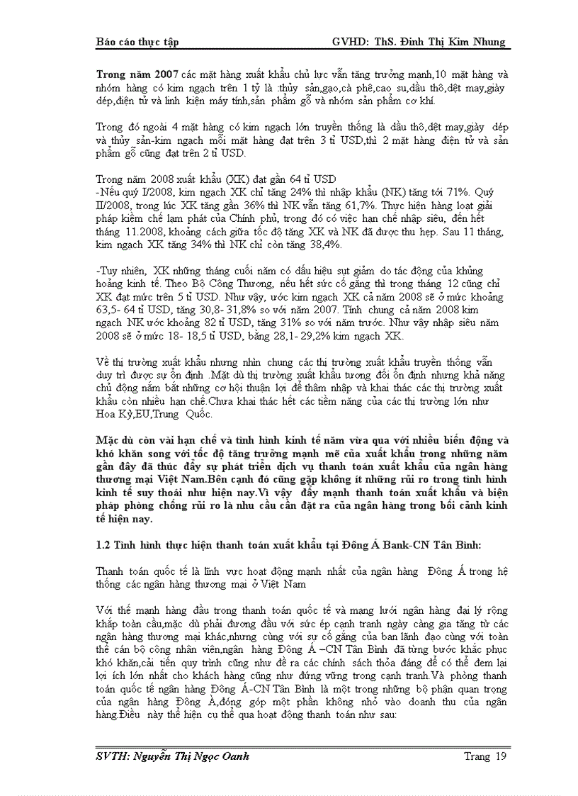 image for page Thực trạng thanh toán tín dụng chứng từ xuất khẩu tại ngân hàng Đông Á CN Tân Bình và một số giải pháp nhằm khắc phục rủi ro