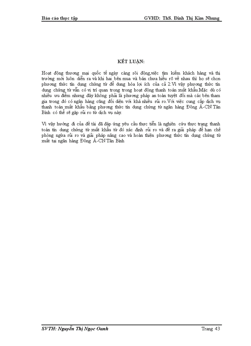 image for page Thực trạng thanh toán tín dụng chứng từ xuất khẩu tại ngân hàng Đông Á CN Tân Bình và một số giải pháp nhằm khắc phục rủi ro