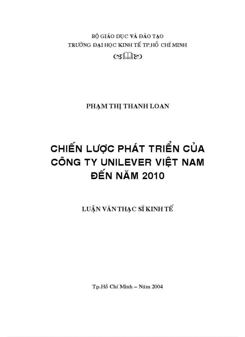 Chiến lược phát triển của công ty UNILEVER Việt Nam đến năm 2010