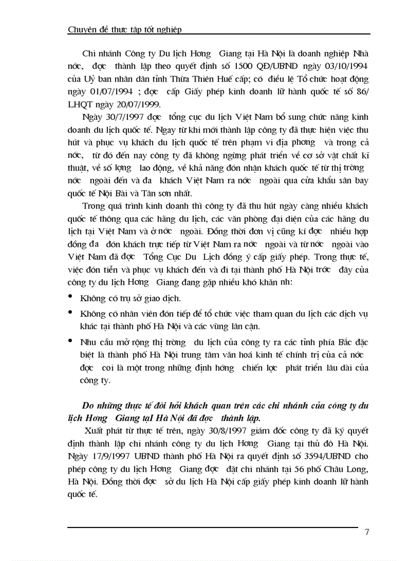 image for page Thực trạng của hoạt động kinh doanh và chất lượng của các chương trình du lịch trọn gói cho khách du lịch nước ngoài ở Chi nhánh Công ty du lịch Hương Giang tại Hà Nội