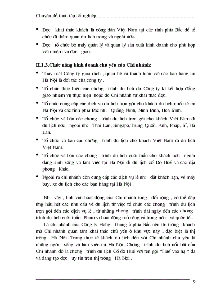 image for page Thực trạng của hoạt động kinh doanh và chất lượng của các chương trình du lịch trọn gói cho khách du lịch nước ngoài ở Chi nhánh Công ty du lịch Hương Giang tại Hà Nội