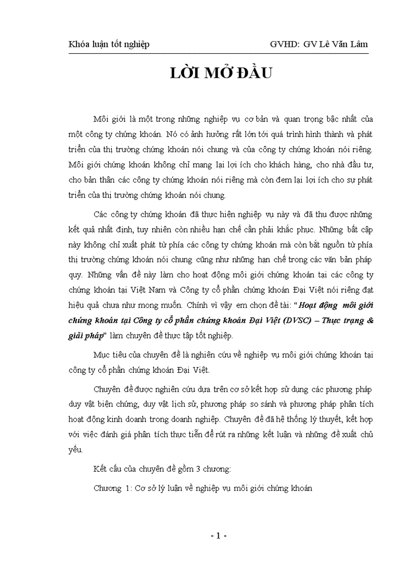 image for page Hoạt động môi giới chứng khoán tại Công ty cổ phần chứng khoán Đại Việt DVSC Thực trạng giải pháp