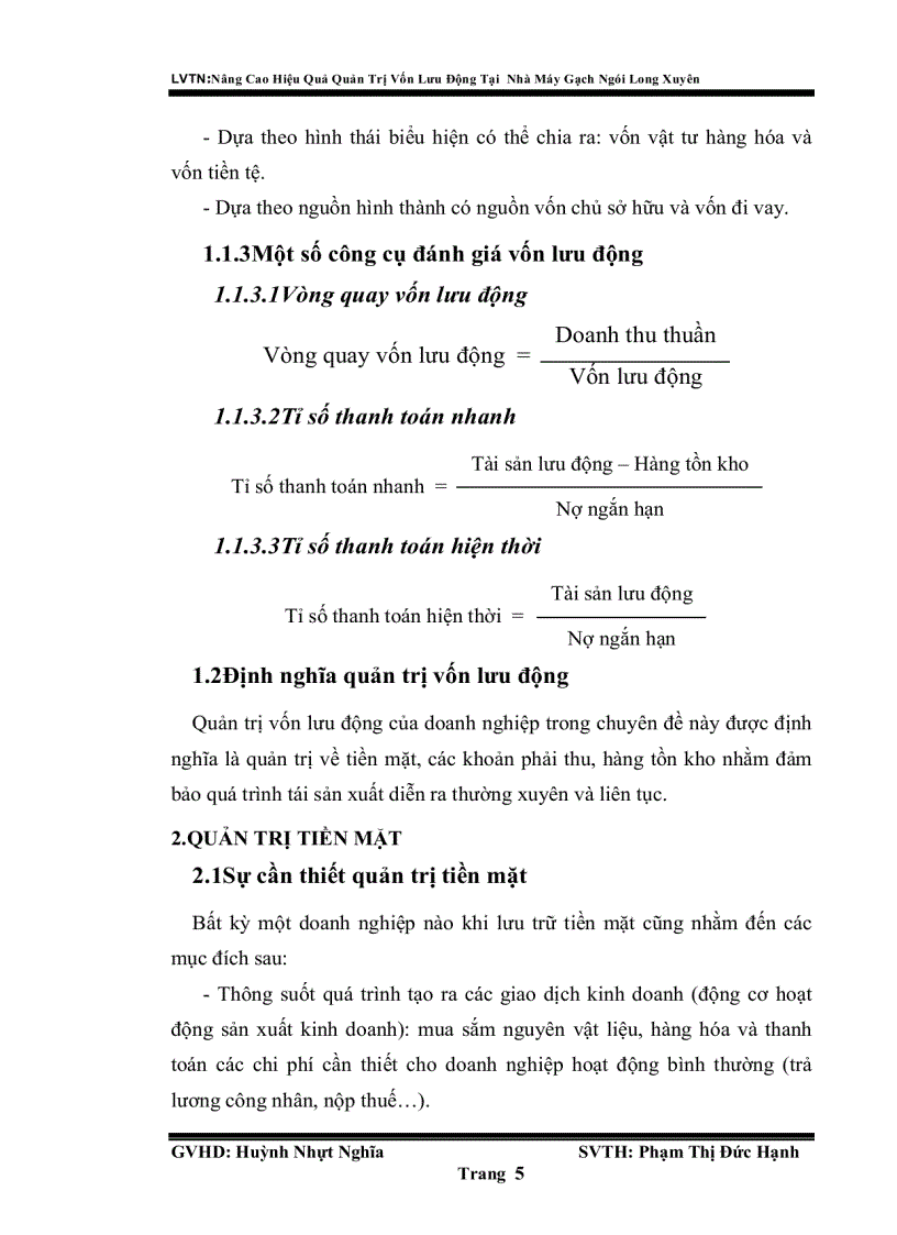 image for page Nâng cao hiệu quả quản trị vốn lưu động tại nhà máy gạch ngói long xuyên