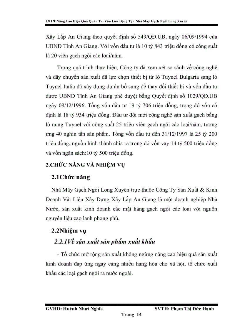 image for page Nâng cao hiệu quả quản trị vốn lưu động tại nhà máy gạch ngói long xuyên