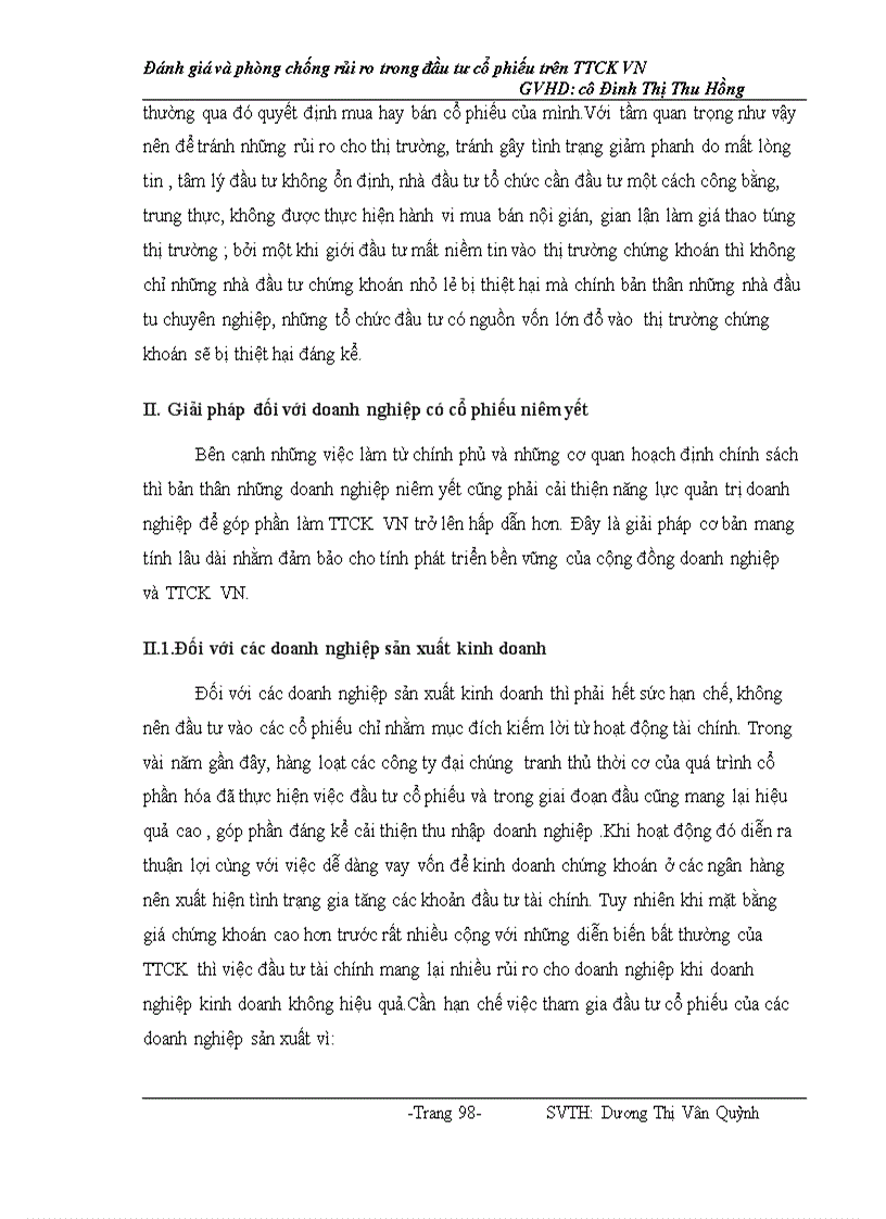 image for page Đánh giá và phòng chống rủi ro trong đầu tư cổ phiếu trên TTCK VN