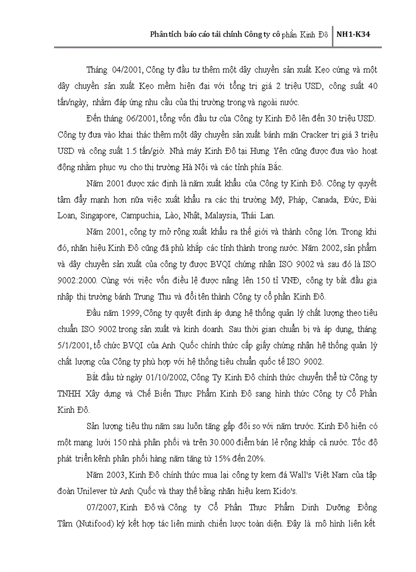 image for page Phân tích báo cáo tài chính Công ty cổ phần Kinh Đô