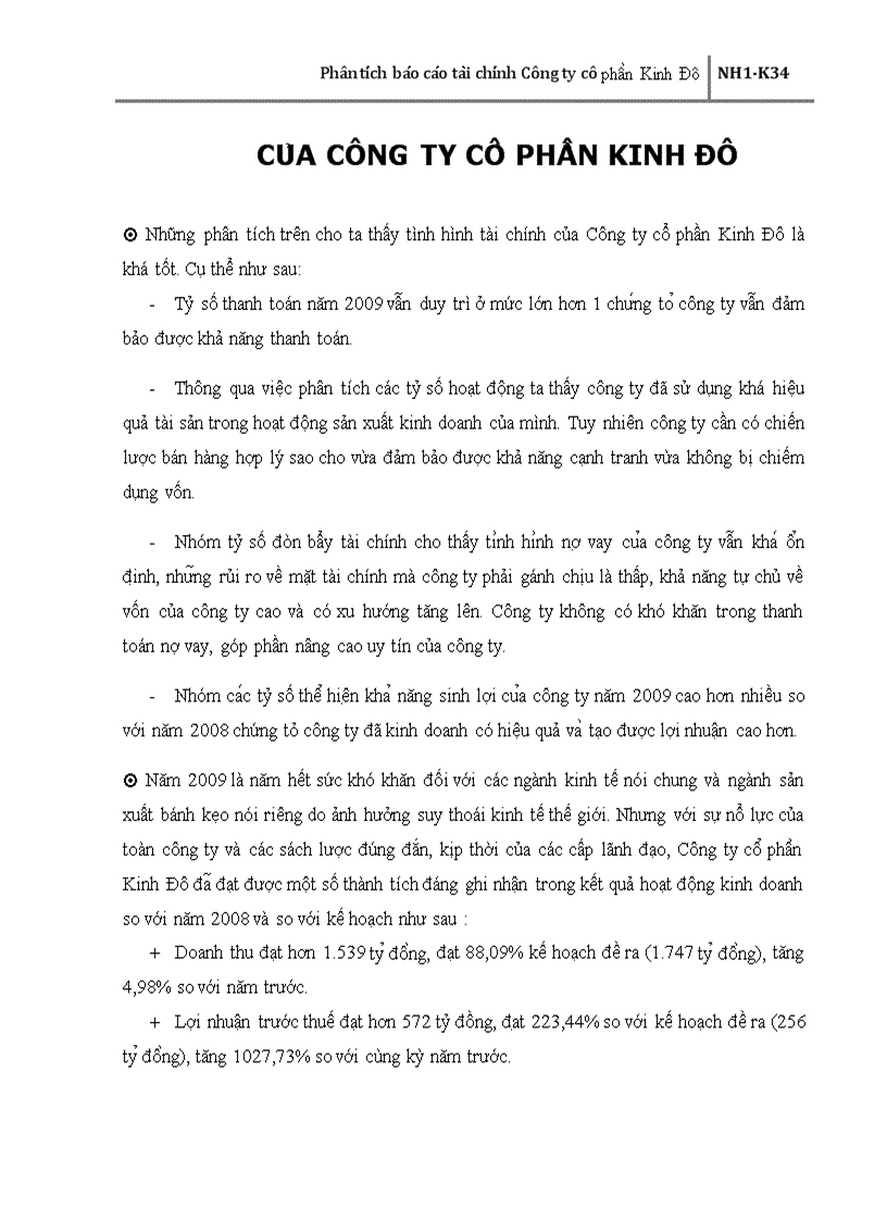 image for page Phân tích báo cáo tài chính Công ty cổ phần Kinh Đô