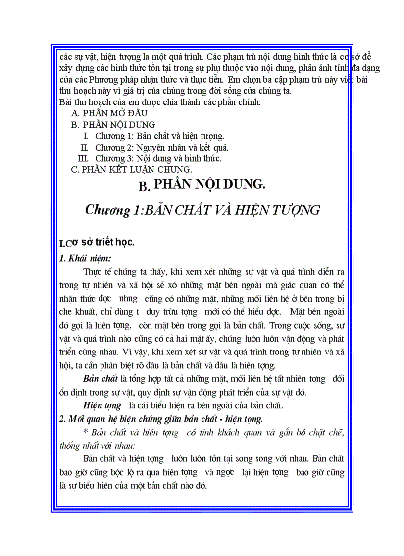 image for page Phân tích và vận dụng vào thực tế ba cặp phạm trù bản chất và hiện tượng nguyên nhân kết quả nội dung và hình thức