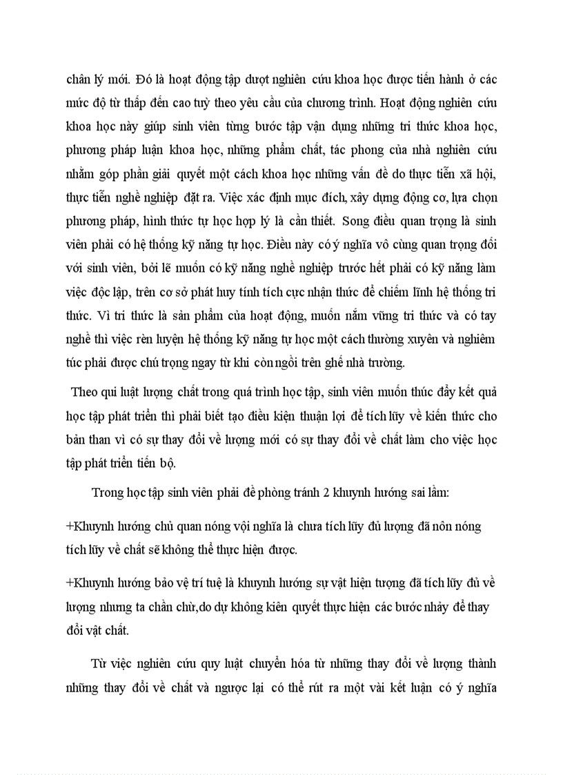 image for page Vận dụng qui luật chuyển hóa từ những thay đổi về lượng thành những thay đổi về chất và ngược lại vào quá trình học tập của sinh viên ĐH Giao Thông Vận Tải HCM