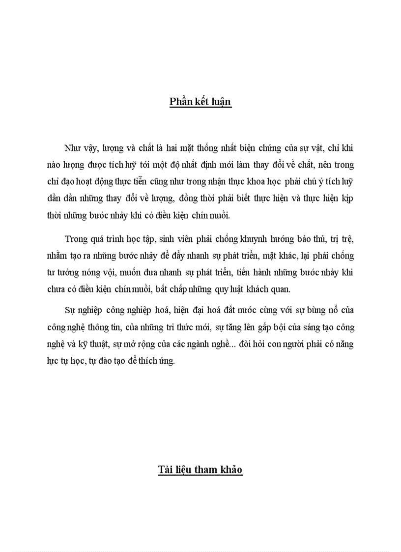 image for page Vận dụng qui luật chuyển hóa từ những thay đổi về lượng thành những thay đổi về chất và ngược lại vào quá trình học tập của sinh viên ĐH Giao Thông Vận Tải HCM