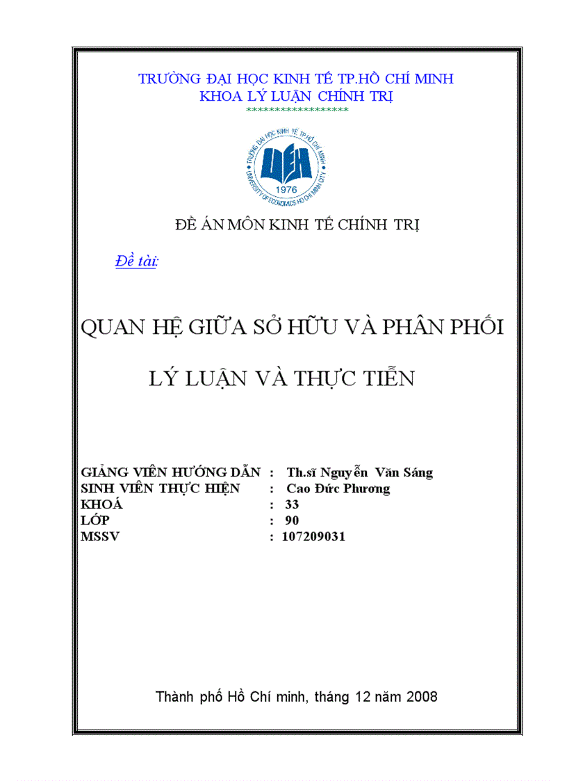 Quan hệ giữa sở hữu và phân phối lý luận và thực tiễn