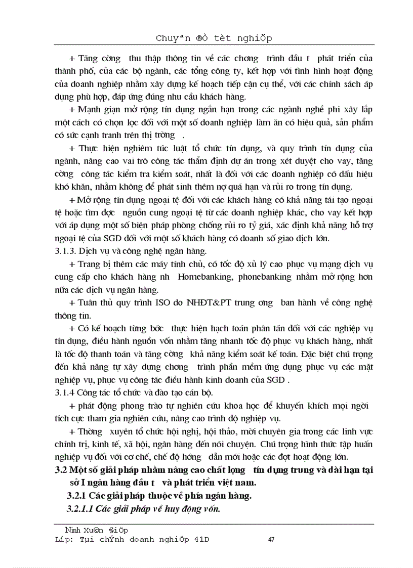 image for page Một số giải pháp nâng cao chất lượng tín dụng trung và dài hạn tại sở I ngân hàng đầu tư và phát triển việt nam 1