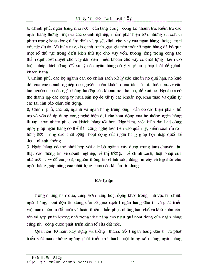 image for page Một số giải pháp nâng cao chất lượng tín dụng trung và dài hạn tại sở I ngân hàng đầu tư và phát triển việt nam 1