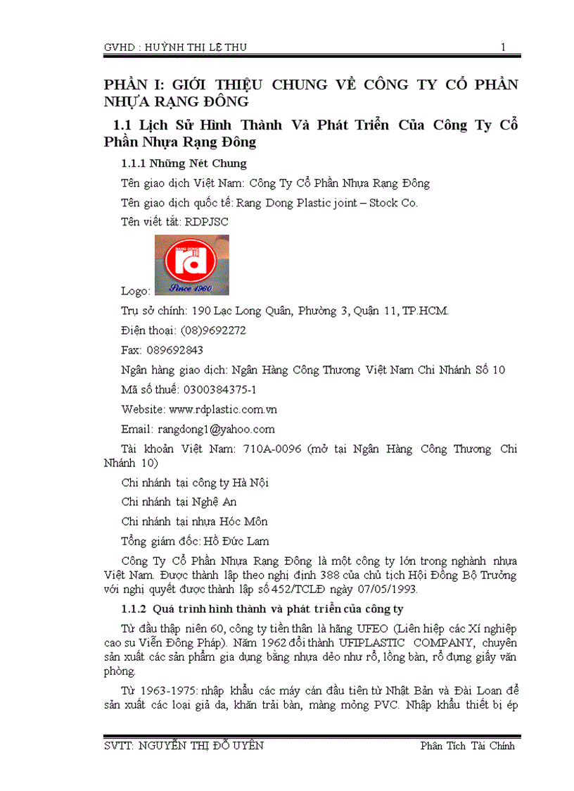 image for page Phân tích tình hình tài chính của công ty cổ phần nhựa rạng đông