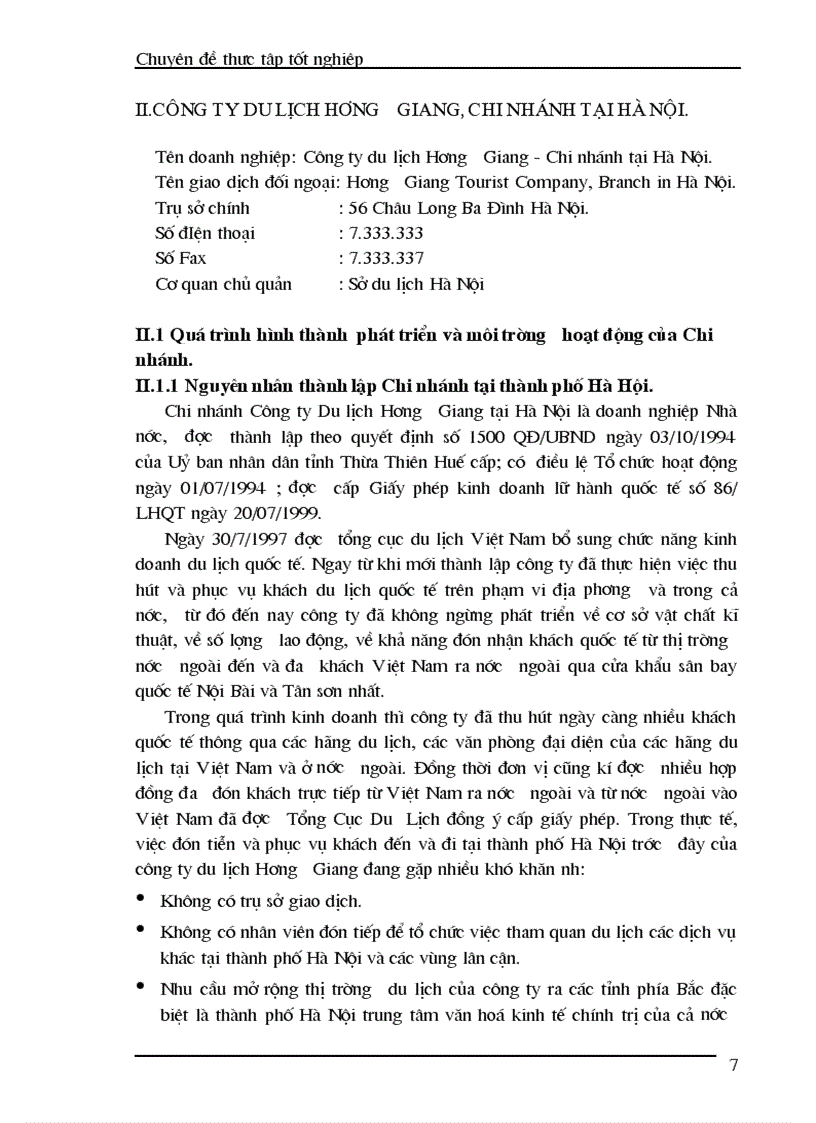 image for page Thực trạng của hoạt động kinh doanh và chất lượng của các chương trình du lịch trọn gói cho khách du lịch nước ngoài ở Chi nhánh Công ty du lịch Hương Giang tại Hà Nội 1