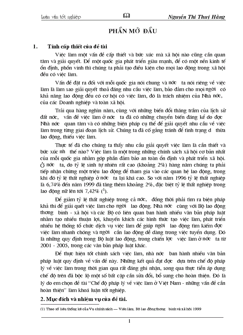Chế độ pháp lý về việc làm ở Việt Nam những vấn đề cần hoàn thiện 1