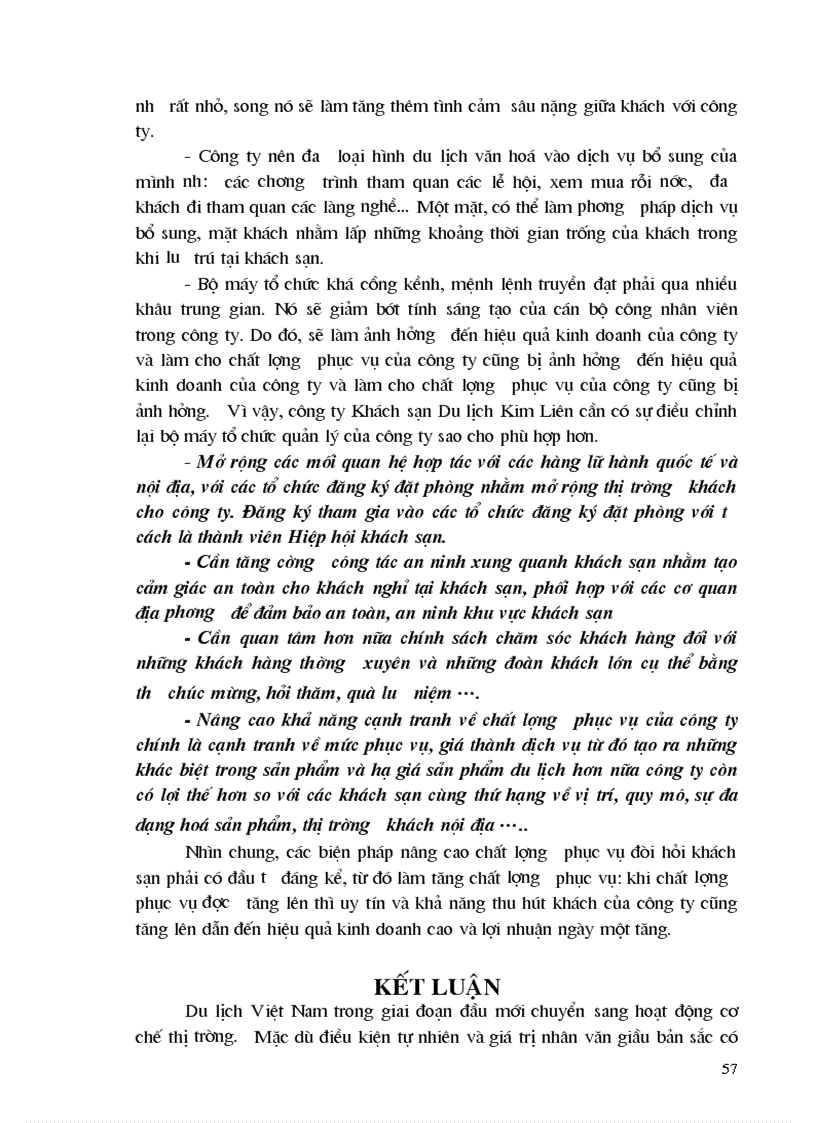 image for page Thực trạng và giải pháp chủ yếu nhằm nâng cao chất lượng phục vụ trong kinh doanh khách sạn tại Công ty khách sạn du lịch Kim Liên 1
