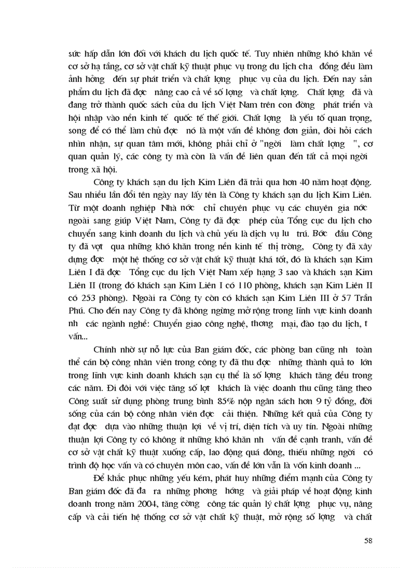 image for page Thực trạng và giải pháp chủ yếu nhằm nâng cao chất lượng phục vụ trong kinh doanh khách sạn tại Công ty khách sạn du lịch Kim Liên 1