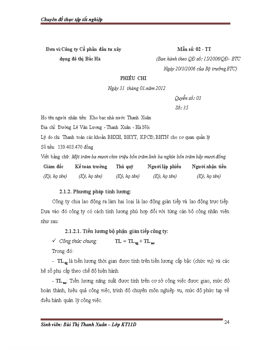 image for page Hoàn thiện kế toán tiền lương và các khoản trích theo lương tại công ty Cổ phần đầu tư xây dựng đô thị Bắc Hà