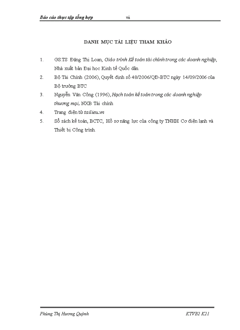 image for page Tổ chức bộ máy kế toán và hệ thống kế toán tại Công ty TNHH Cơ điện lạnh và Thiết bị Công trình