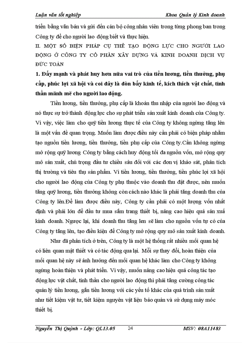 image for page Một số giải pháp nhằm tạo động lực cho người lao động tại Công ty Cổ phần xây dựng và kinh doanh dịch vụ Đức Toàn